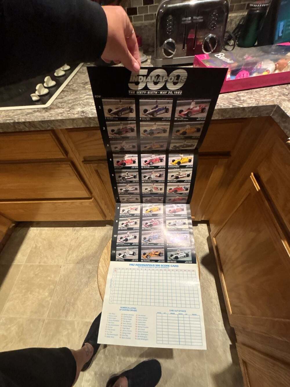 1982 Indianapolis 500 Official Starting Grid and Score Card Poster